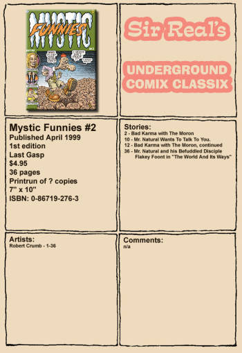 [Robert Crumb] Mystic Funnies #2 cover