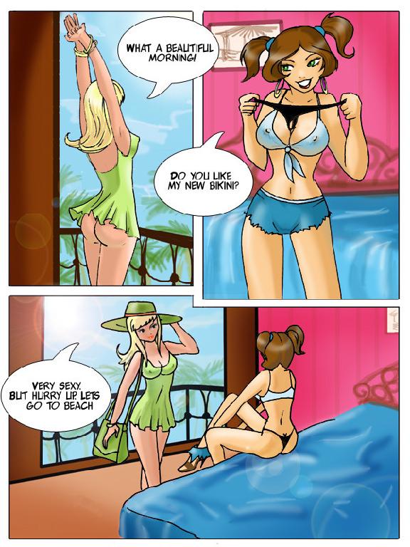 2 girls on the beach & 1 lucky guy page 1 full