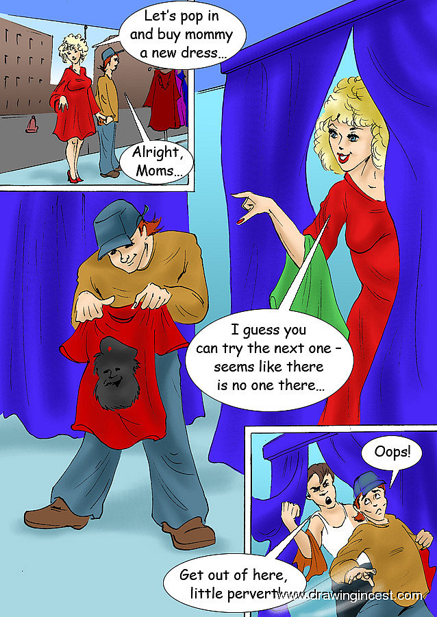 Kinky boy enjoys his moms boobs and wet hole in the fitting-room during shopping page 1 full