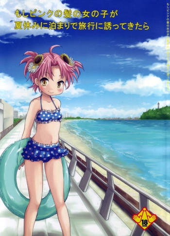 (C79) [Aichiko (ubizo)] Moshi Pink no Kami no Onnanoko ga Natsuyasumi ni Tomari de Ryokou ni Sasottekitara (Lucky Star) cover