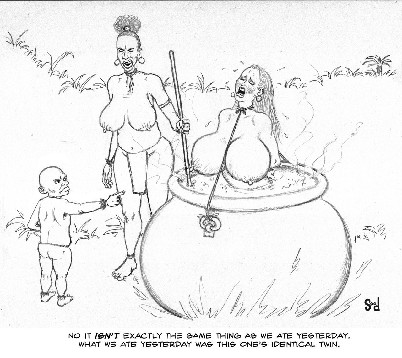 Cannibal Drawings Girls Bound In Pots Cooking Alive page 1 full