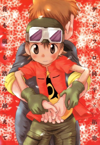 (HaruCC8) [KuruGuru DNA (Hoshiai Hilo)] Hana mo Arashi mo Fumikoete (Digimon Frontier) cover