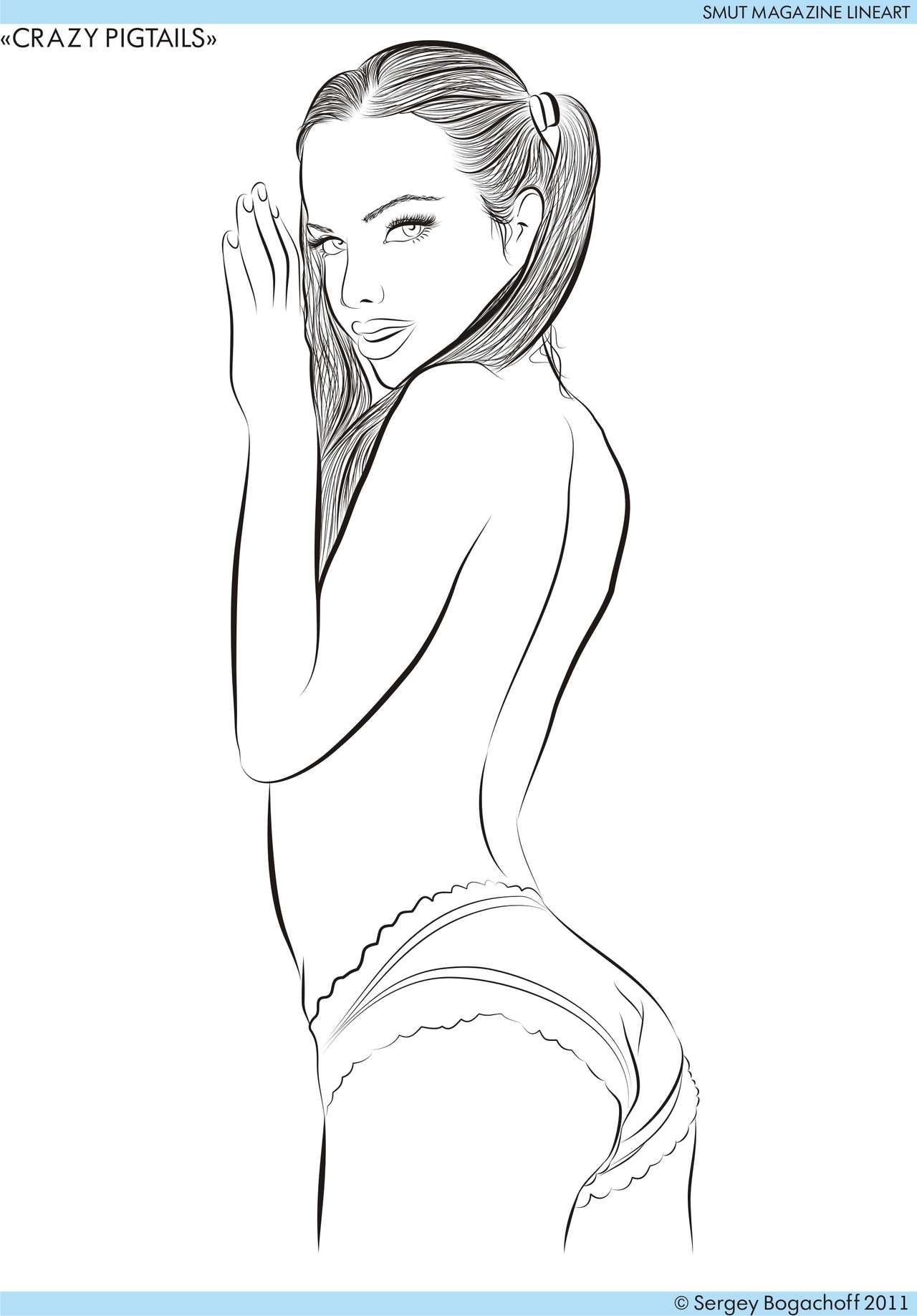 SMUT MAGAZINE Crazy pigtails lineart page 11 full