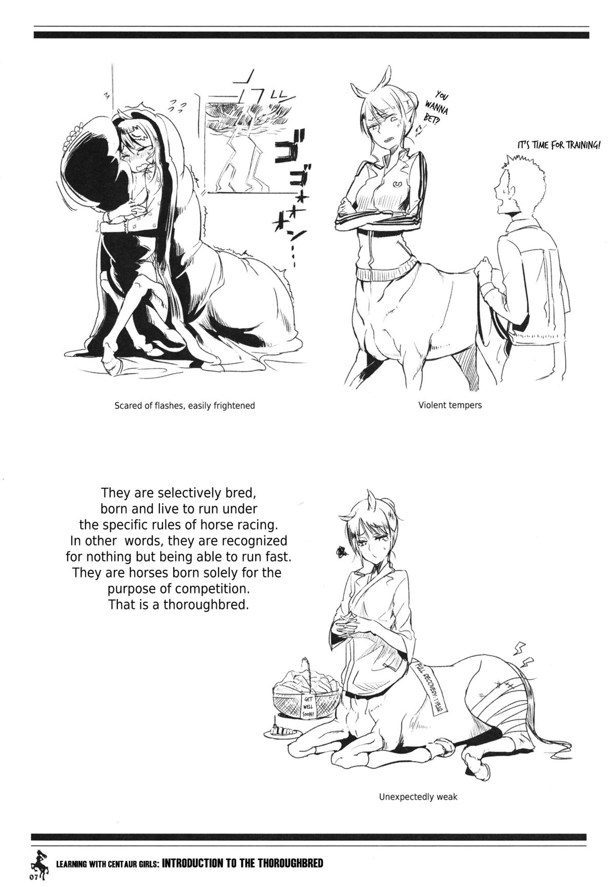 Centaur Musume de Manabu Hajimete no Thoroughbred | Learning With Centaur Girls: Introduction To The Thoroughbred page 6 full
