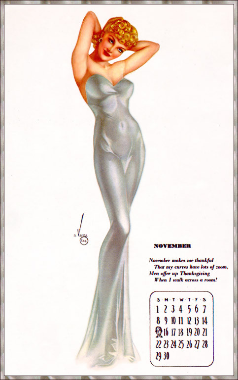 Vintage drawn pinup calender page 11 full