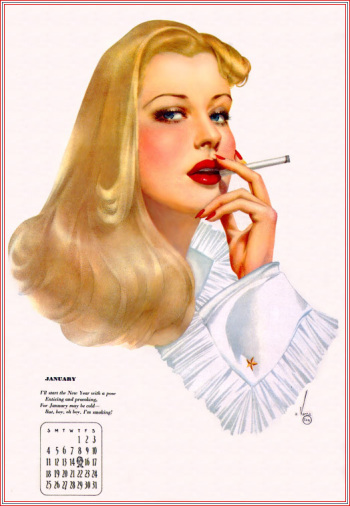 Vintage drawn pinup calender cover