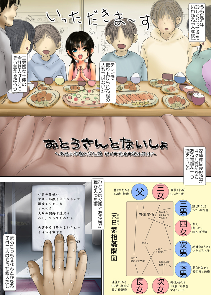 Otousan to Naisho ~Aru Daikazoku no Chichi to Musume Yuku Toshi Kuru Toshi Himehajime~ page 3 full